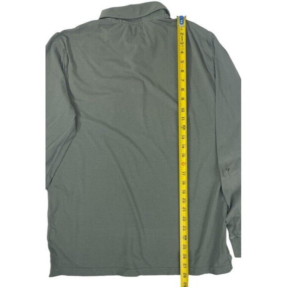J Crew Broken-In LS Polo Shirt Sage Green Soft Preppy Casual HOLE sz Large - Picture 7 of 7